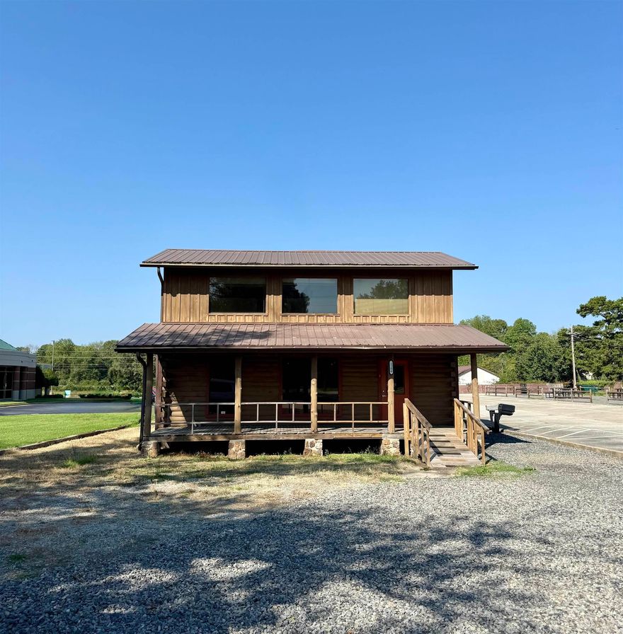 Excellent commercial property. Approximately 55 feet of Hwy 25 B frontage and PRIME location! Previously a salon, perfect location for an office, make it your own space. Stylish log cabin structure. Open space with kitchenette and bathroom downstairs, with 2 storage closets, open floor plan upstairs. 5x30 front porch, steel sign structure and another lighted pole sign at the road, metal sign on the building.