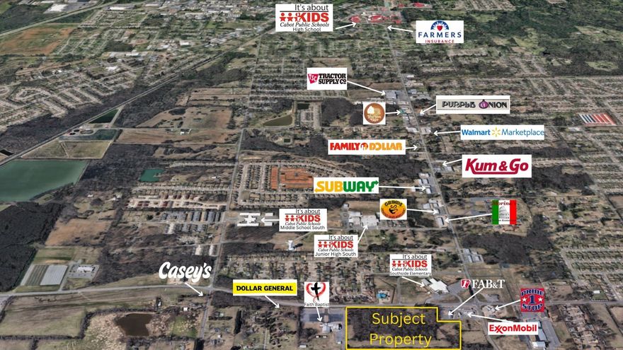 Commerical development rare oppurtunity! Zoned C-2! You dont see commercial tracts of land with this potential very often! This is a 2 acre tract of land to be parceled out of a 22.85 acre parcel on Highway 321 (Bill Foster Memorial Highway) on the south side of Cabot! There are also MLS #25004097 for a 1 acre tract, MLS #25004101 for a 5 acre tract, and the seller is open to discussion about any specific amount on this parcel. Parcel specifics, site plans, etc to be approved by seller to ensure proper strategic development for entire property. This would be perfect for a small or large retailer, restaurant and shopping center development, entertainment, and so much more. Caseys General Store, Dollar General, FAB&T, Exxon, Pride 1 Stop, Grinds Coffee, Walmart Neighborhood Market, Lost Pizza, Cabot Aquatic Park, Southside Elementary, Cabot Junior High South, Cabot Middle School South all within approx 1 mile of this site. This is PRIME commerical real estate!