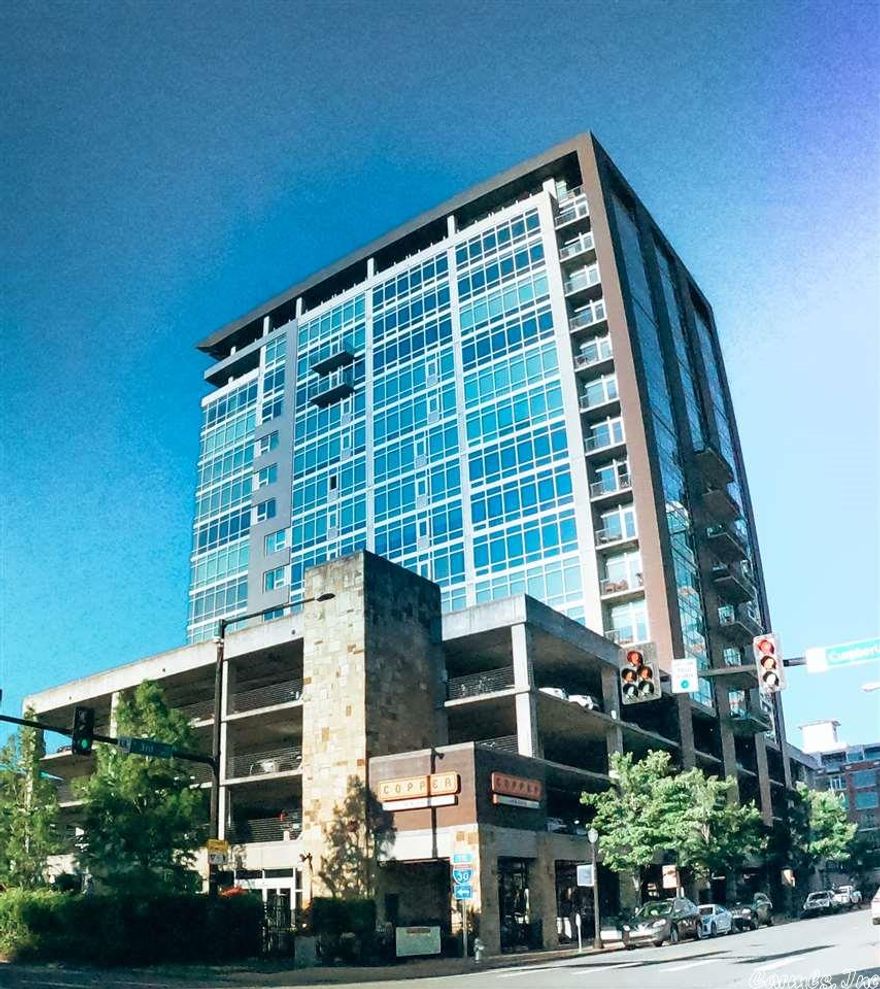 Come live Downtown!  Fantastic large one bedroom unit in one of Little Rock's premier high rises. Hardwoods. Washer/Dryer in unit. Floor to ceiling windows to enjoy the beautiful east views. Amenities galore - secured parking, concierge, workout room, pool, hot tub, party room, grill and roof access. Cooper Grill Restaurant is onsite. Drink & eat in area breweries, bars, & restaurants. Close to shopping and theatres.  What more could you want?  This is easy living with lots to enjoy! Come see today -