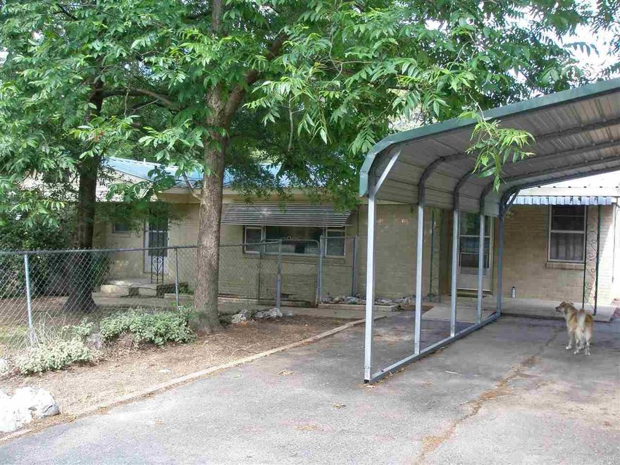 SOLD "AS-IS" needs some TLC, 1.61 acres, 3 detached storage/work buildings, brick exterior with metal roof, 2 dens, dining, laundry, kitchen, 3 bedrooms with ceiling fans; All electric, fenced lot, seller negotiable.