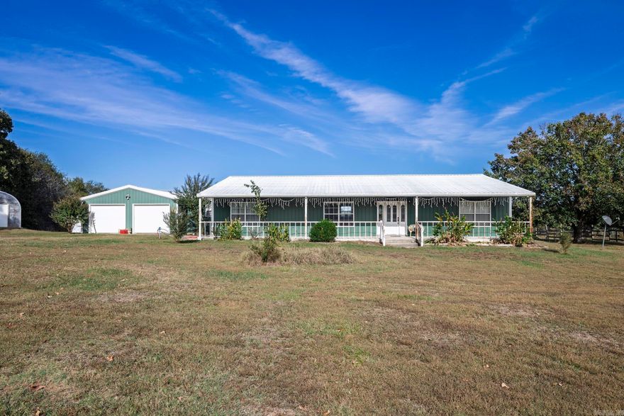 This charming three-bedroom, three-bath home is nestled on 36 beautiful acres just outside of Gurdon, Arkansas, offering the perfect blend of comfort, space, and functionality. Inside, you'll find an open-concept layout that seamlessly connects the living room, dining area, and kitchen—ideal for both everyday living and entertaining guests. The guest bathroom features a relaxing jetted tub, providing a spa-like retreat. The property is fully fenced, making it ideal for livestock or those seeking a private rural lifestyle. Additional highlights include a two-car garage and a separate shop area, offering plenty of space for storage, hobbies, or projects. This property combines modern living with the peacefulness of the countryside, just a short drive from town.