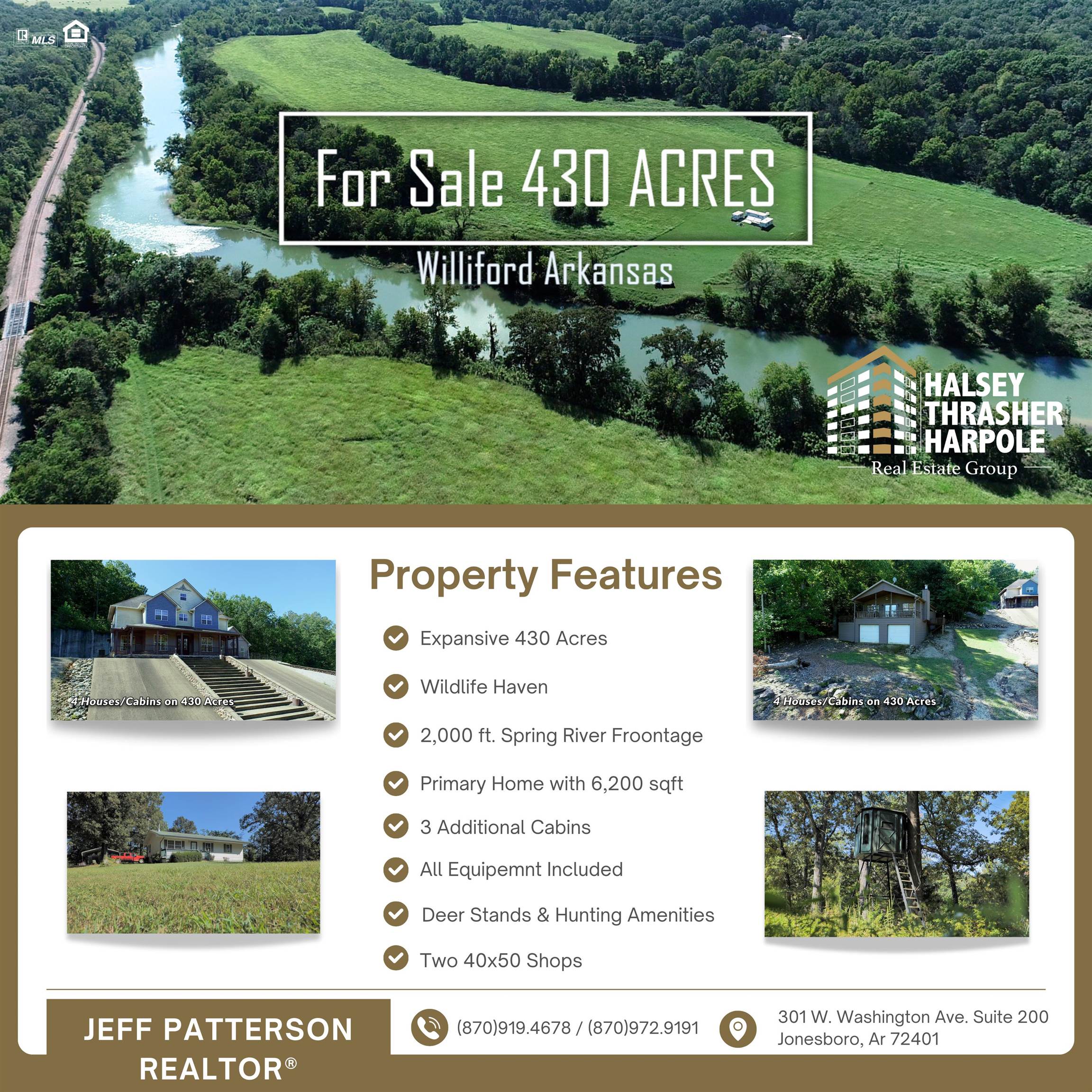 430-Acre Serene Paradise in Lawrence County, Arkansas Nestled in the heart of Lawrence County, Arkansas, Goatshed Mountain offers an unparalleled blend of natural beauty, abundant wildlife, and modern comforts. This magnificent 430-acre property is a dream for outdoor enthusiasts, hunters, and those seeking a peaceful rural retreat. With its diverse landscape, including dense woods, open fields, and riverfront access, it offers endless possibilities for recreation, relaxation, and agricultural pursuits. See additional attached Documents for more Details and Description of the property. AGENTS- PLEASE VIEW AGENT REMARKS!!
