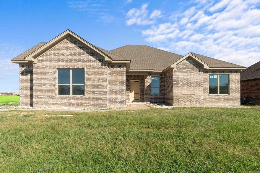 Welcome to your beautiful new home built by Thomas Long Homes! This home features a spacious floor plan with 4 bedrooms, 2 good sized bathrooms, lots of storage space, a tornado shelter, and much more! The lot is located across from a neighborhood park and pavilion, and backs up to a beautiful pasture. Estimated completion date of 12/12, but there is still plenty of time to select some interior finishes to make the home feel like yours! What better Christmas gift than to be home for Christmas!