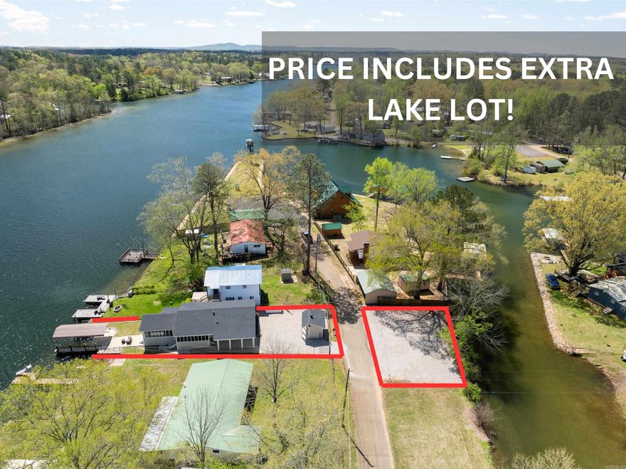 118 MUSKOGEE...Lake Hamilton Waterfront Getaway...STR Possible...Was $375,000 - Now $335,000 - MUST SELL - No Reasonable Offer Refused! PRICE INCLUDES EXTRA LAKE LOT!...3BR/2BA w/Covered boat dock; jet ski lift; storage bldg; fenced yard; screened-in entry Mud Rm; Lg screened-in Sun Rm w/ bar sink & big screen TV. All this plus phenomenal views over-looking LH. Hm was renovated top to bottom late 2023, new roof just last wk. Hm may be purchased furnished. POA $40 per year, dues cover two park/play grounds and the private boat ramp. You snooze...Buyers Loose. Owner is a licensed broker. SEE AGENT REMARKS