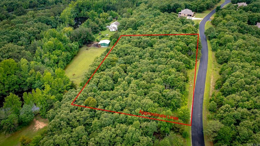 Looking for a view? Newly paved road for pleasant drive!  Beautiful wooded lot overlooking the hillside and mother nature!  This lot is perfect for a two story home, walk out basement home or garage below. Good frontage of 474 feet and goes deep 285 ft.  Look at the plat to see layout. Minimum size home is 1850 sf heated and cooled.  For this price, you can't go wrong!! Build that dream home!  Culdesac so NO through traffic!  Easy commute to freeway to Little Rock or easy drive to Conway.