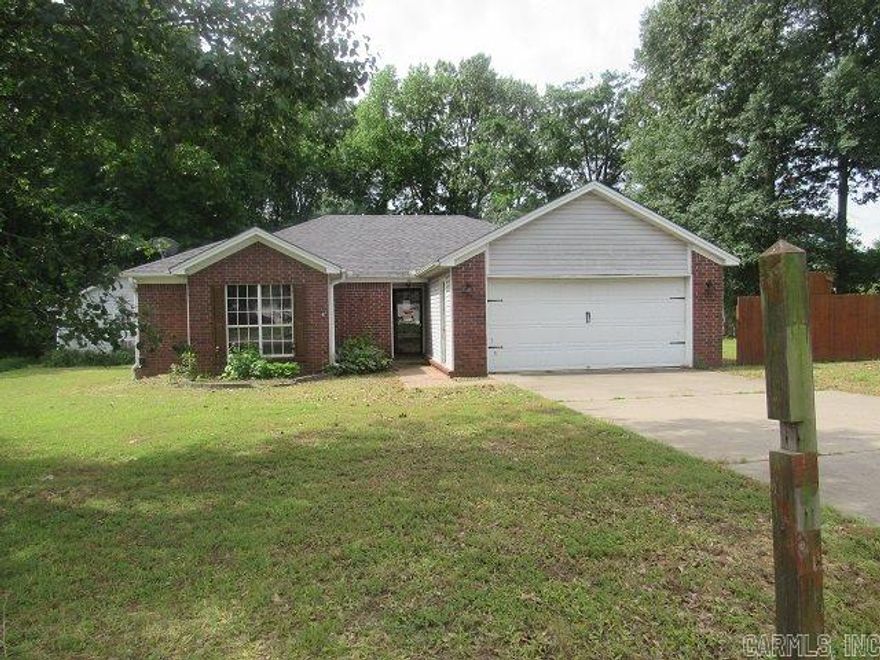 SOLD AS-IS. Great starter home. 3 bedroom, 2 bath, Screen porch,  Large Backyard fully fenced, Storm cellar, Great room. Kitchen/dining room combo. Close to Little Rock Air Force Base. You will need an approval letter & Earnest Money.