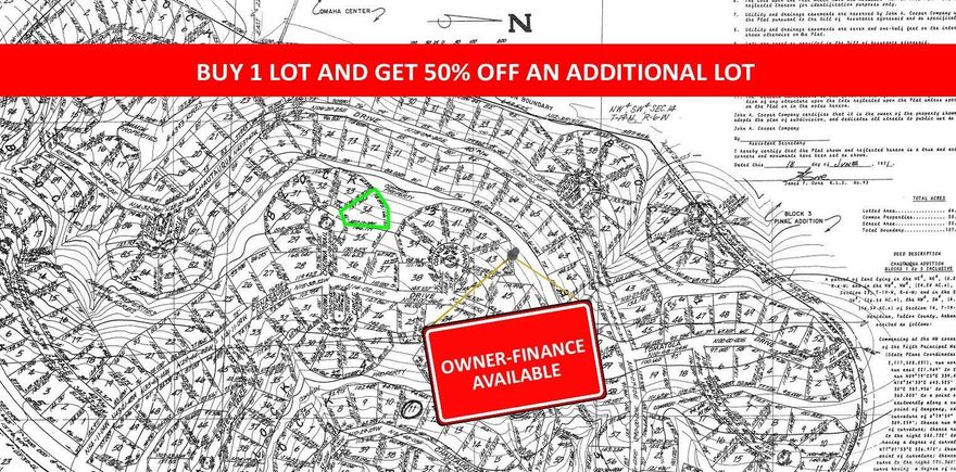 Buy one lot and get 50% off an additional lot! Owner-finance for easy terms. Cash buyers can pay by debit or credit card as well. Nice lot to develop or hold for future value. Public water and electric are available to run to property and will need septic. Owner/agent. Finance is 5 months at $194 and closing costs are included. Lots marked with red banner are part of promotion. No limit on lots. Buyer responsible for any/all taxes and lots sold "as-is". Quit claim deed conveys. Parcel ID# 145-11778-000