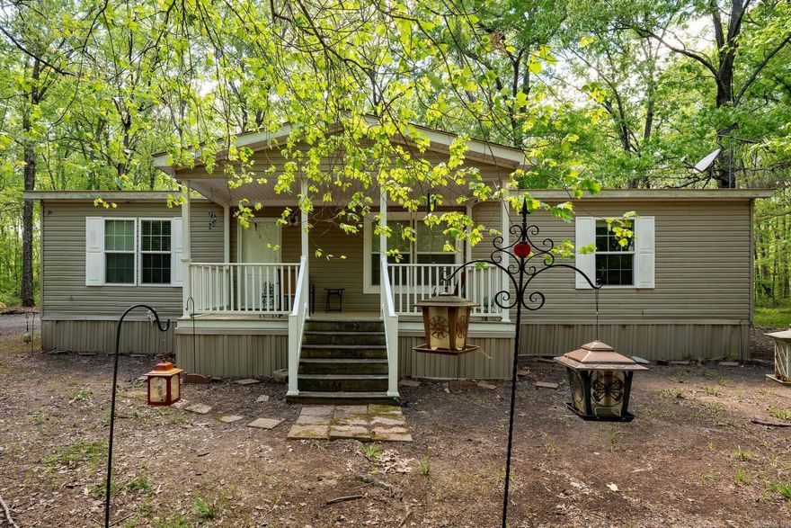 Lovely 3 bed 2 bath home that sits on 15 wooded acres. Covered front porch greets you as you enter. Home offers large living room that opens into eat in kitchen. Black appliances, tons of counter space and large area perfect for entertaining. Primary bedroom offers walk in closet and en suite bathroom with walk in shower and corner soaking tub. Two guest bedrooms are apart from primary bedroom with a full bath as well. Laundry room is off kitchen and leads out to back wooden deck. Land offers 15 acres completely wooded perfect for hunting and exploring. Backyard also has additional 12X14 wood shed with attached chicken coop. Land also offers two ponds & a blueberry orchard. All electric appliances, vilonia water, and septic tank. Property is subject to probate court approval.