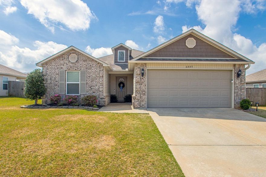 Looking for a nice home with great curb appeal in a fun, kid-friendly neighborhood? 6445 Amalie Drive in Alexander, AR is the place for you! This beautiful 1,484 sq. ft. home is ready to welcome its new family! It comes with 3 nice sized bedrooms and 2 full baths. As you enter through the front door, you are going to love the spacious open floor plan! With a mix of modern tile and luxury vinyl plank floors, the large living room opens to the eat-in kitchen. Adorned with stainless steel appliances, modern fixtures and a great bar area, your family is going to love sharing meals together in this great space! The Primary suite will be a perfect place to unwind for the day with a double sink vanity and extra shelving for storage. So everyone has their own space, it’s complete with 2 extra bedrooms and shared hall bath. A favorite spot at this home is going to be the covered back porch! A great place to enjoy your morning coffee or a cookout with friends! There’s plenty of room for the kids to run in the nicely fenced backyard and has a fun little firepit area that’s perfect for making s’mores! This house has it all and it’s ready to be the place to make memories that last a lifetime.
