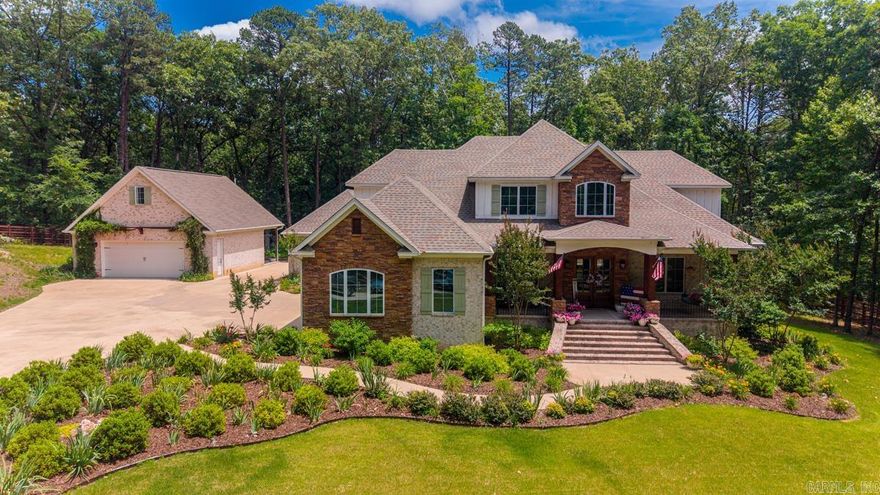 Picture Perfect Home.. Private Tranquil Setting.. Amenities Include: 4238 Square feet, 5 Bedrooms, 5 1/2 Bathrooms, Open Floor Plan, Living/Dining Combo, Kitchen/Breakfast Combo, Separate Dining Room, Breakfast Bar, Large Kitchen Island, Dream Kitchen with ( breakfast bar sits 6 people, plenty of cabinet & countertop space, commercial grade gas range with double oven ), Large Pantry, Office Room, Separate Den/Game Room with  bar area, Large Living Room with vaulted Ceilings and Wood Beams, Tall Ceiling throughout, Primary Suite/Bedroom with Large Walk-in Closet - Built-in Dressers, Primary Bathroom boasts a Custom Tile Shower with Separate Soaking Tub, Roomy Laundry Room with Built-in Cabinets & sink, Large Covered/Screened in Patio with Fireplace, Outdoor Kitchen/Grill Area, 3 Car Sideload Garage, 3 Tree Shaded Acres, Fully fenced with Custom Automatic Gate, Long Concrete Driveway, Custom Firepit with Built-in Swings to gather around & relax by, Extra Landscaping nurtured by a Master Gardener, ( 30' x 30' Shop with 12' side shed off back, Shop has upstairs that is a 30'x42' and full bathroom, RV electric & sewer hookup, Truly a Custom Home...And Much More... A Must See.