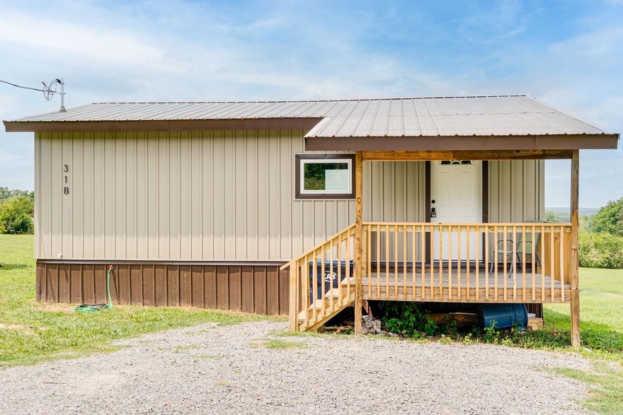 Located just about 1 mile outside city limits. This fully remodeled luxury tiny home sits on 1 acre of land with stunning views. With water, trash and yard maintenance included in the lease, this home offers plenty of extra room to store your equipment trailer, boat, RV etc.. Featuring all LVP flooring, LED lighting, Quartz counter tops, Tile shower with rainfall shower head, LED lit bathroom mirror, 2 energy efficient mini split systems, plenty of cabinet space and pantry. Appliances included.
