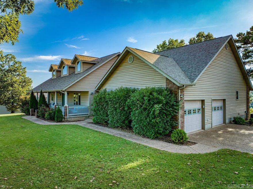 Situated in the scenic Ozark Mountains between Harrison, AR, and Branson, MO, this 15-acre property offers the perfect blend of privacy, comfort, and opportunity. Just minutes from Table Rock Lake and Big Cedar Lodge, the 3,684 sq. ft. custom home and large shop sit in a park-like setting with manicured landscaping, mature oaks, and panoramic views. The home features an open-concept layout with vaulted ceilings, hardwood floors, and custom oak cabinetry. The main level includes two bedrooms and a full bath on one side, and a spacious master suite with office/nursery, walk-in closet, and luxury bath on the other. A large laundry, powder room, and oversized garage complete the floor, with multiple exits to an expansive deck perfect for entertaining. The full basement includes guest quarters, a full bath, and a heated/cooled garage with walkout access. A standout 50x80 metal shop with loft storage, office, half bath, and climate-controlled dog kennels provides space for business or hobbies. With upgraded utilities and thoughtful design, this rare Ozarks property is ideal as a private retreat, investment rental, or live-and-work opportunity.