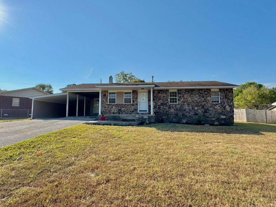 3 bedroom, 2 bathroom home offering plenty of space and comfort! This home is located on a paved road with the convenience of living in town! Spacious living area and large kitchen open to the dining area! The master suite has an attached full bathroom.  Outside, you’ll find a 2-vehicle carport, a storage building, and a large concrete patio! Call today to view this home!