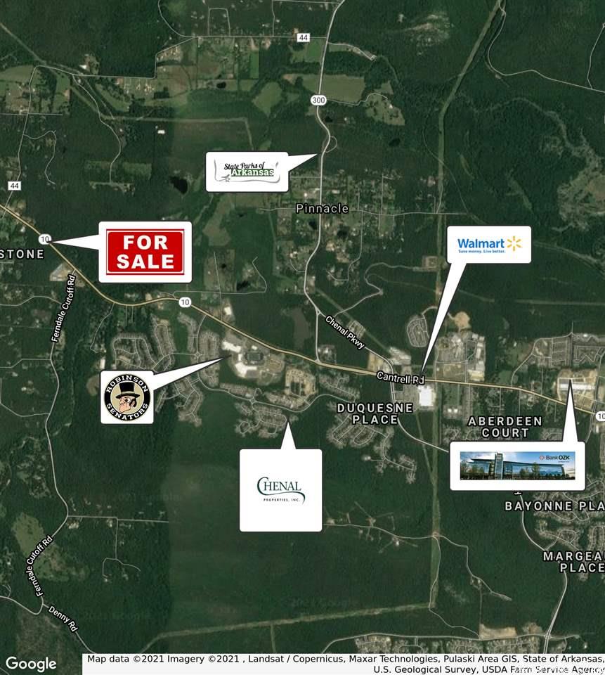 PROPERTY OVERVIEW Prime Highway 10 frontage land. Over 48 Acres of majority level property close to Little Rock Ar. PROPERTY HIGHLIGHTS - Over 1380' of Hwy 10 Frontage - Roland area with prominent increasing growth. - High Visibility for possible commercial needs. - Ideal location for large scale development . - Within 5 miles from the new Bank of OZK Headquarters.