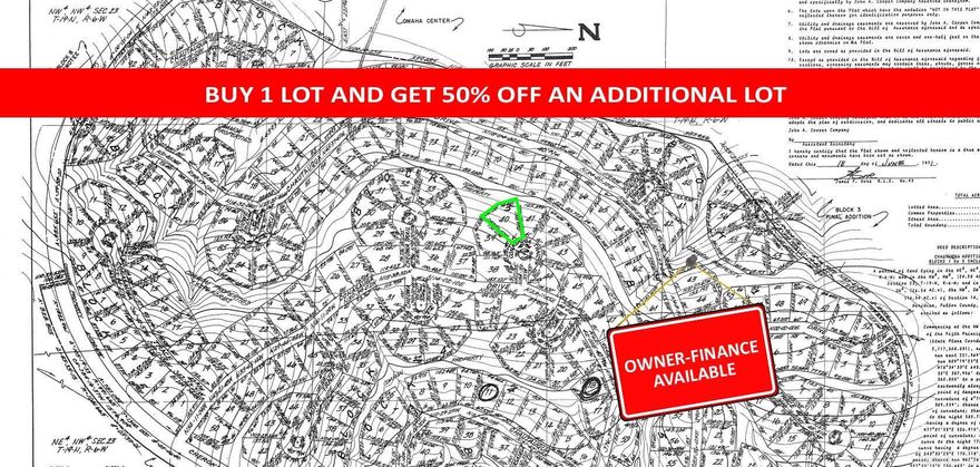 Buy one lot and get 50% off an additional lot! Owner-finance for easy terms. Cash buyers can pay by debit or credit card as well. Nice lot to develop or hold for future value. Public water and electric are available to run to property and will need septic. Owner/agent. Finance is 5 months at $194 and closing costs are included. Lots marked with red banner are part of promotion. No limit on lots. Buyer responsible for any/all taxes and lots sold "as-is". Quit claim deed conveys. Parcel ID# 145-11784-000