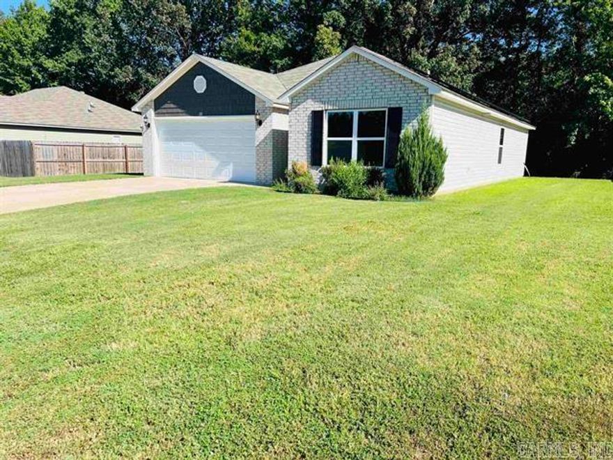 Practically new 3 bed 2 bath home move in ready in the heart of Cabot. Conveniently located and close to everything. Master bedroom has 2 walk in closets. LVP throughout the living room, kitchen, bathrooms, and laundry. Carpet in the bedrooms. Stainless steel appliances. Vaulted ceiling. Quiet back yard that backs up to a green space. Solar panels so limited electric bill.  Pets with approval. Credit/Background checks required.  Minimum 1 year lease