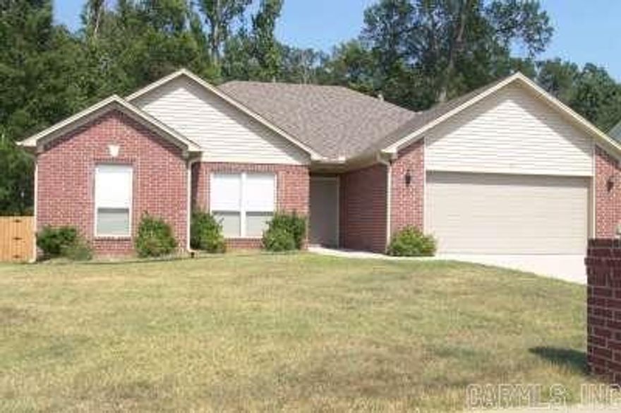 Public: Located at 93 Rosebud Circle is a NICE NON-SMOKING 3BR/2BA House for Rent in the Cabot suburb of Little Rock with approx 1518 Sq Ft. The eat in Kitchen is furnished with Electric range, Dishwasher, Disposal and Micro-vent. Washer and electric dryer connections are located in a separate utility room. Includs: CH/A, plantation & vinyl blinds, ceiling fans, carpet & ceramic floors, gas fireplace, walk-in closet w/ Built in shelves, jetted tub, 2 car Garage & fenced back yard with deck.