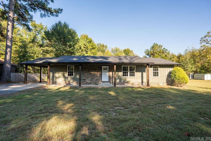 Beautifully renovated and move-in ready, this 3-bedroom, 2-bath home showcases meticulous craftsmanship and modern finishes throughout. Enjoy a spacious open layout featuring a large living room, dining area, and a gorgeous kitchen with granite countertops, new stainless steel appliances, all new cabinets in a gorgeous neutral shade with soft-close doors and drawers, and a breakfast bar. The split floor plan offers a private primary suite with dual closets and a walk-in shower. Everything has been updated—new roof, plumbing, electrical, and LVP flooring to name a few. A versatile bonus room provides extra space for a sunroom, office, or game room. Step out onto the covered back porch with ceiling fan and enjoy your private back yard! Sitting on a beautiful half-acre lot, this property also includes an attached carport with storage, a storage shed, and easy walk-in access to the Little Red River just across the road. This address appears to be in the Concord School District due to consolidation with Wilburn years ago, but the Pangburn School District bus runs to this address. Please reach out with any questions.