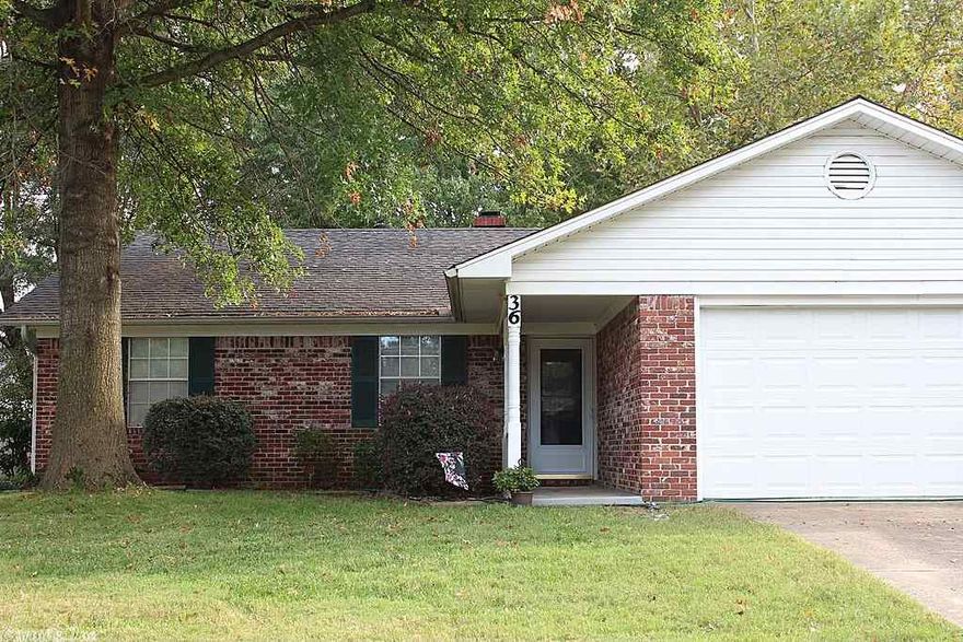 1404 SF, 3 bed, 2 bath home located in east Conway. Features a covered back patio and well shaded yard. Newly installed heat and air system as well as garage door. Fireplace, eat in kitchen, and nice sized rooms. Home has been freshened up with new carpet and paint! Must See!