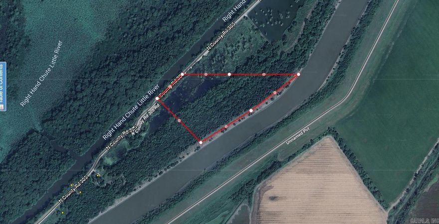 This property boarders big lake wma and the federal waterfowl reserver. Agfc says you can hunt this property as long as you are 100 ft off the road on not shooting towards the road.  All the road frontage is water. All dry ground is behind the water