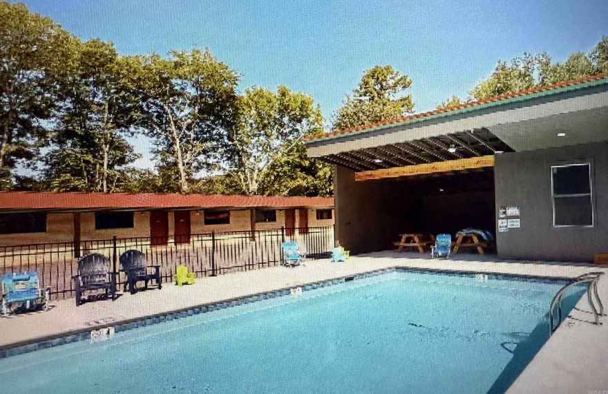 Investment or Getaway Opportunity at The Angler Motel – Royal, AR Discover a unique opportunity to own a deeded room at The Angler Motel. This property has been converted into a Horizontal Property Regime, allowing individual ownership of fully furnished rooms that can be used as nightly rentals, investment properties, or your own personal vacation retreat near beautiful Lake Ouachita and Hot Springs. Each unit features a king-size bed, twin bunk bed, private bathroom, and a kitchenette with dining area—all designed for comfort and convenience. Units are sold fully furnished and rental-ready, making this a truly turn-key investment. The property offers excellent shared amenities, including a swimming pool, clubhouse, and picnic area for guests and owners to enjoy. All exterior maintenance, utilities, internet and property upkeep are included in an affordable monthly POA fee, covering all common expenses and ensuring a worry-free ownership experience. Whether you’re looking to generate rental income or simply want a weekend getaway near the lake, The Angler Motel offers a rare blend of affordability, convenience, and investment potential in one package.