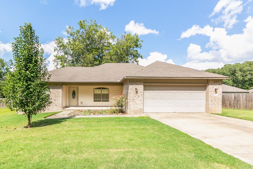 Welcome home! 4 bed 2 bath brick home with a 2 car garage. Living room features a tray ceiling and fireplace. Large kitchen and dining area with updated stainless steel appliances and beautiful cabinets. Large master bedroom with tray ceiling, jack and jill style sink in bathroom, jetted tub, shower, and walk in closet. Two guest bedrooms with a shared bathroom. Laundry room. Big fenced in backyard. Storage building. This home is move in ready, schedule your showing today!