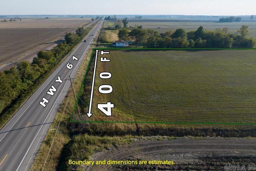 +/-400 Feet of Highway 61 Road Frontage between Blytheville and Osceola is an ideal location for development, farming, or a homestead.  This property has the greatest attribute-location-and is looking for an owner with a vision for the future.  Northeast Arkansas is growing and here is the place to put down your mark!