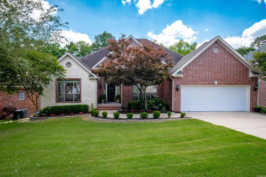 One level well maintained brick home on quiet street.  Tree-lined area offers privacy on the deck. High ceilings, beautiful crown moldings & trims. Dining room + breakfast area & a breakfast bar. Spacious greatroom w/ fireplace. Living area features lots of big windows offering an abundance of light.  Primary BR separated from other 3 bedrooms. Primary bath w/ tub, separate shower, double vanities & walk-in closet. Kitchen with granite & warm wood-stained cabinets. Appliances include double wall ovens, gas surface range, dishwasher & microwave.  Woodlands Edge recreational area is nearby w/ pool, party house, tennis court & playground. Minutes away from Baker Elementary. Ideal closing date would be July 15 and  Possession no earlier than July 18.