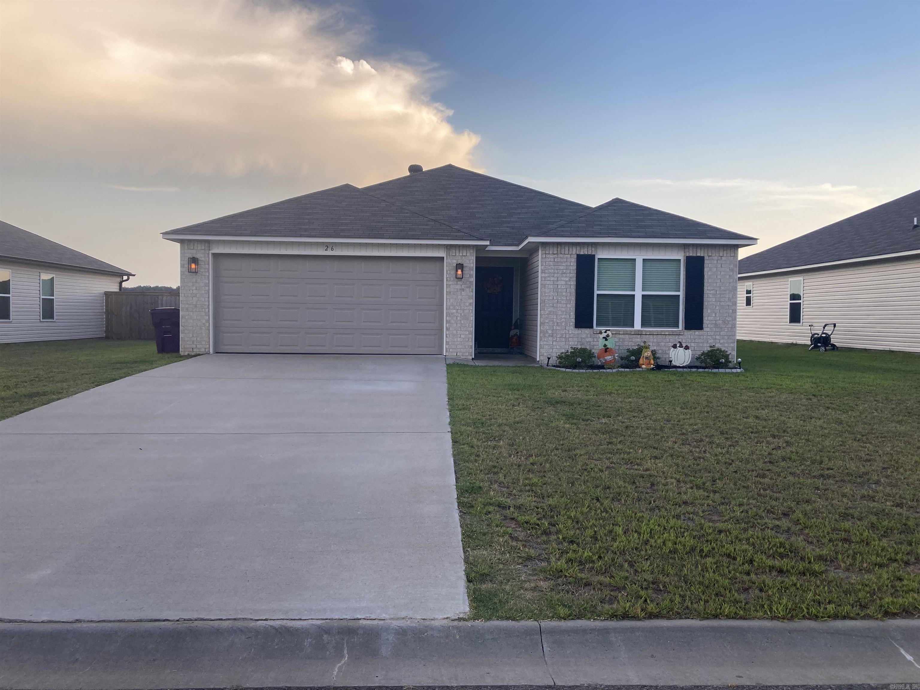 Check out this like new home sitting between Conway and Vilonia. This is a 3 bed 2 bath home that was built in 2023. Several upgrades were made by the seller when built. This home is move in ready, all it needs is you. Open concept living room and kitchen with split bedroom layout. This is a great neighborhood and located in the Vilonia School District. Covered back porch will be the favorite place to be looking out over the valley with stunning sunrises and sunsets. Professional photos coming soon. Give me a call to schedule a showing.