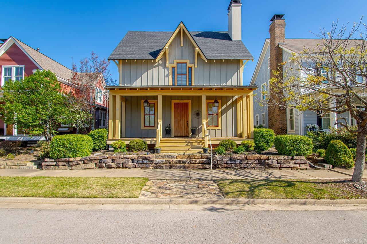 You don't want to miss this striking Carpenter Gothic-style home in The Village at Hendrix. The inviting front porch sets the stage for this 3-bedroom, 3-bath home featuring an open-concept design filled with natural light. Upstairs, all bedrooms provide privacy, while the first-floor office/study—with French doors opening to a side patio—offers versatility as a home office or guest space. Hardwood floors flow through the the main level, complemented by plantation shutters. **New roof April 2025. This vibrant neighborhood blends convenience with a true sense of community! Amenities are just a short walk away, including scenic trails. Stroll through Hendrix College, visit the Windgate Museum, and take in plays, lectures, and concerts as well as dining and shopping--nearby!