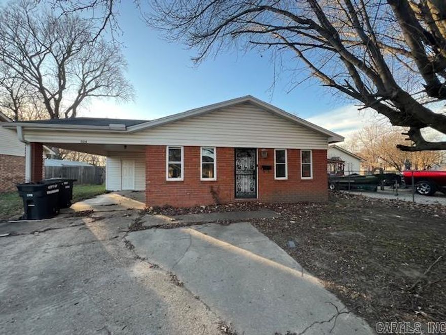 Poinsett County this house offers 1100 square feet on a slab. Three bedrooms and one bathroom. Galley Style kitchen with laundry hook ups inside the home. Small storage room off of the attached one car carport and a fenced yard.