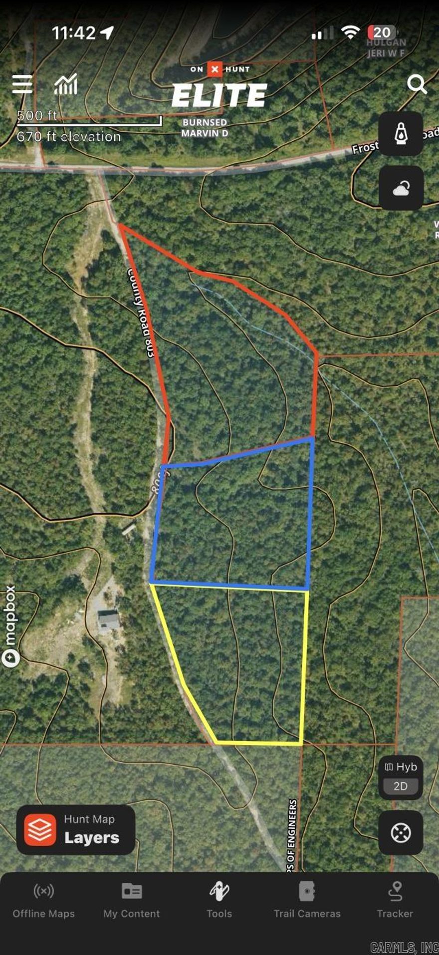 Private 7-acre tract located on a quiet county road that dead-ends at the lake—no through traffic and exceptional privacy. Heavily wooded with abundant wildlife, this property offers a peaceful setting ideal for a home, cabin, recreational retreat, or investment.  Conveniently situated within 5 minutes of four separate public lake access points for boating, fishing, and swimming.  Additional acreage available. Tract 1 is in red.