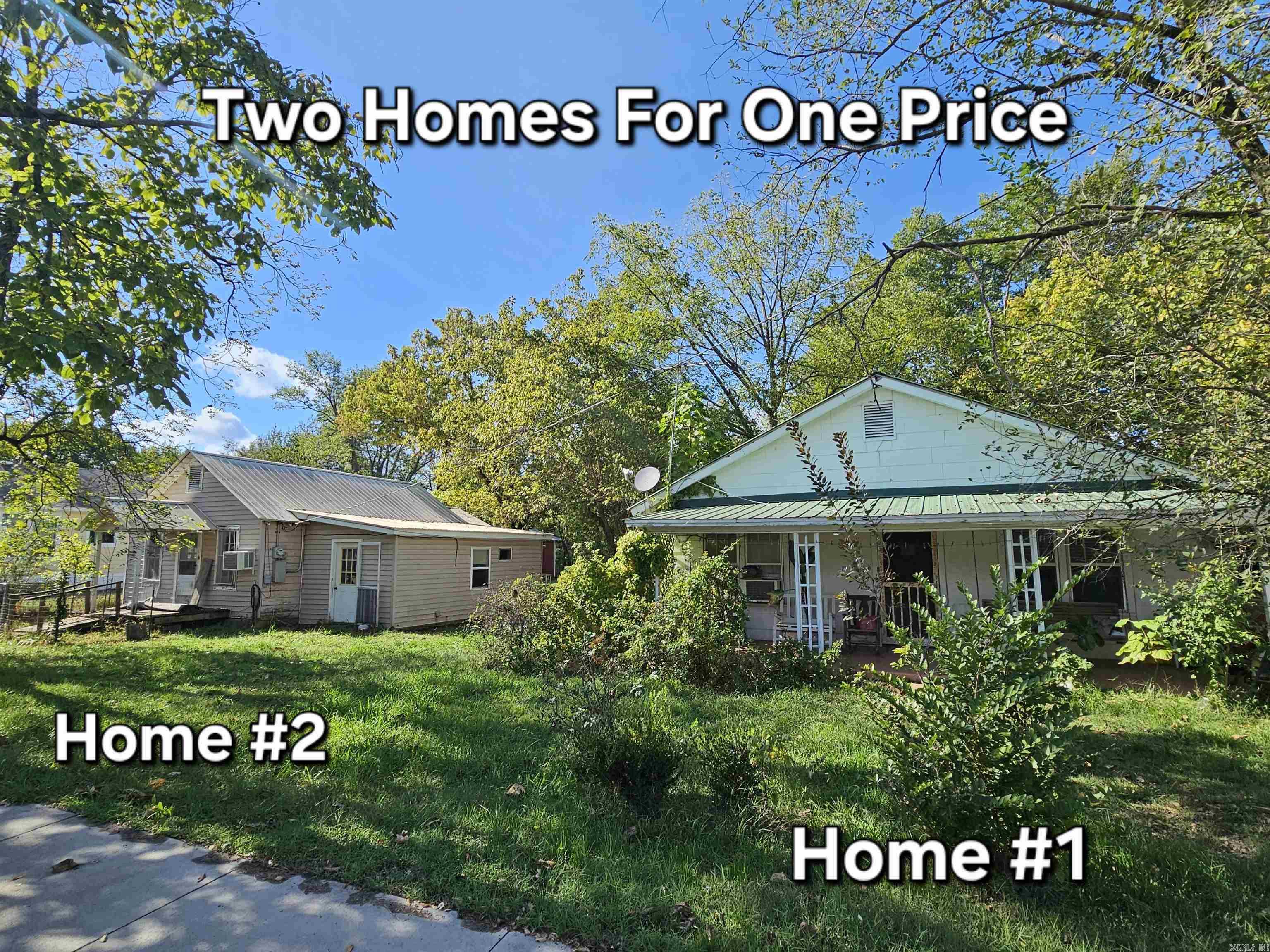 Two homes on separate lots in the charming Ozark Mountain town of Leslie! The main home is a cozy 2 BR/1 BA cottage just a few blocks from historic downtown. Features include a large front porch, a private back porch with no neighbors behindāonly a peaceful open fieldāa carport with work area, and a storage shed. The home is lived in and comfortable, with some front foundation settling typical for its age. The second home (2 BR/1 BA) is not livable and given no value, but could be renovated for income potential such as a nightly or monthly rental. Both lots offer plenty of space for a garden or outdoor living. Enjoy small-town life in Leslieāknown for its friendly people, antique shops, local cafes, and nearby outdoor adventures on the Buffalo National River