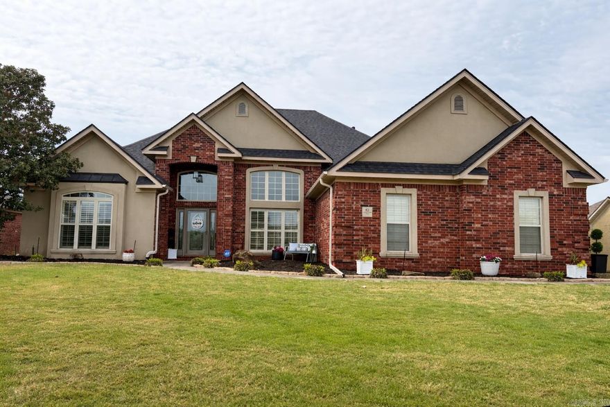 Welcome to this beautiful 3-bedroom, 2-bath home located in a highly desirable golf course community just minutes from town. From the moment you enter, the home impresses with soaring ceilings, rich hardwood flooring, extensive crown molding, and elegant architectural details throughout.  The spacious living area flows seamlessly into the well-appointed kitchen featuring solid surface countertops, stainless steel appliances, abundant cabinetry, and a generous pantry—perfect for both everyday living and entertaining. Thoughtful built-ins add charm and functionality, and the washer, dryer, and refrigerator convey, making this home move-in ready.  Step outside to your private backyard oasis where the stunning in-ground pool becomes the centerpiece of outdoor living. Surrounded by beautiful landscaping, the pool features a newer liner and provides the perfect space for relaxing, cooling off during the summer, or entertaining family and friends. A covered porch with a pergola extension offers additional shaded seating and the ideal place to enjoy peaceful mornings or evening gatherings.  Additional highlights include a side-entry garage and an updated high-efficiency.