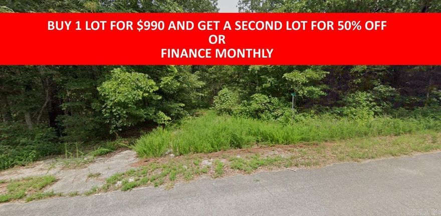 Buy one lot and get 50% off an additional lot! Owner-finance for easy terms. Cash buyers can pay by debit or credit card as well. Nice lot to develop or hold for future value. Public water and electric are available to run to property and will need septic. Owner/agent. No mobiles allowed. 600-2500 minimum build size on any other type of home, depending on subdivision. Finance is $100 down and 10 months at $99 and closing costs are included. Lots marked with red banner are part of promotion. No limit on lots. Buyer responsible for any/all taxes and lots sold "as-is". Quit claim deed conveys.  Parcel ID# 215-14160-000