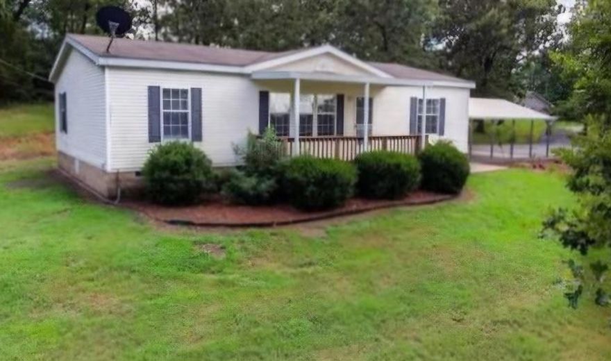 Nice 3 bedroom 2 bathroom manufactured home on 1.33 (+/-) acre lot. It has a detached covered carport with room to play on the property.