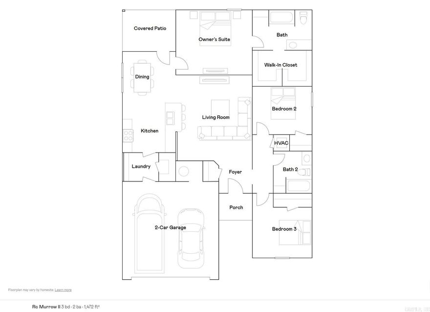 The inviting Murrow II plan! It offers a perfect blend of comfort and functionality. With 3 bedrooms and 2 bathrooms, it's ideal for a family or those who appreciate extra space. The spacious living area flowing into an elegant eat-in kitchen equipped with energy-efficient appliances suggests a modern touch. The large pantry is definitely a bonus for anyone who loves cooking or baking. Let's not forget the covered back porch—what a great feature for entertaining guests or just enjoying some outdoor relaxation. Overall, this home is a cozy retreat with lots of curb appeal. Learn more about this home today!   **SEE SHOWING REMARKS & AGENT REMARKS FOR IMPORTANT INFORMATION**