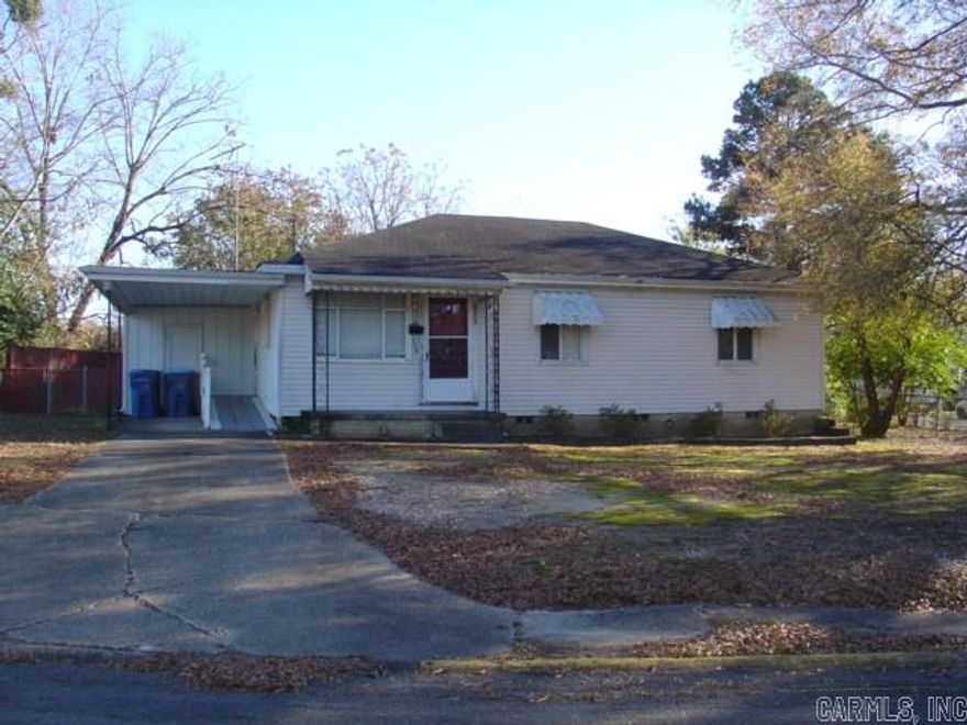 Nice 3 bedroom 1 bath home. Central heat and air and hardwood floors. Kitchen appliances include refrigerator, gas stove and oven, dishwasher, garbage disposal, and stacked washer & dryer. Backyard fence and covered patio. Currently has a handicap ramp but can be removed if not needed.