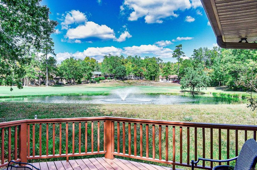 AGENTS SEE REMARKS! This is it!! On the 4th Green of the "Hill Course" Cortez Championship in Hot Springs Village!! Surrounded by water with a beautiful fountain. Sitting in the all windows Arkansas Room you'll enjoy the view or outside on the deck. One level,split bedrooms, open floor plan, and no wasted space. Primary bedroom has privacy on one whole end of the house with private office, bedroom, bath with double vanity, shower, jetted tub and walk-in closet. Oversized two-car garage with handicap ramp into the house and lots of storage. Low maintenance landscaping on a low traffic cul-de-sac should check every box!! ROOF 2020