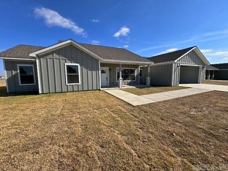 Think Zero energy cost is IMPOSSIBLE? Welcome to Riverback Estates! The most energy efficient homes in Northeast AR. State of the art technology & ZERO energy ready home ratings. Designed to be at least 70% more efficient than conventionally built homes, We add in solar panels to offset the remaining 30%. All that means, you have little to zero energy usage on the grid! Living in a home with no electrical usage IS NOW HERE! The first 10 homes sold with have solar panels installed at zero cost to the buyer!! These homes do qualify for 100% financing, no money down! THERE"S MORE!!! If you work at a participating Steel mill, This home is a part of the "Work Here/Live Here" initiative where you can save 10% off of the purchase price. Please contact me directly for more in detailed information. Its the first of its kind! This beautiful home is a 3 bedroom 3 bath with open floor plan, Tall ceilings, LVP flooring, spacious living areas, & lot of natural light all through out. The kitchen has granite counter tops, elegant lighting, pantry, and stainless steel appliances. Call me today!!! This home is in the RiverCrest school dist. All homes have an oversized back yard. Lets plan your tour