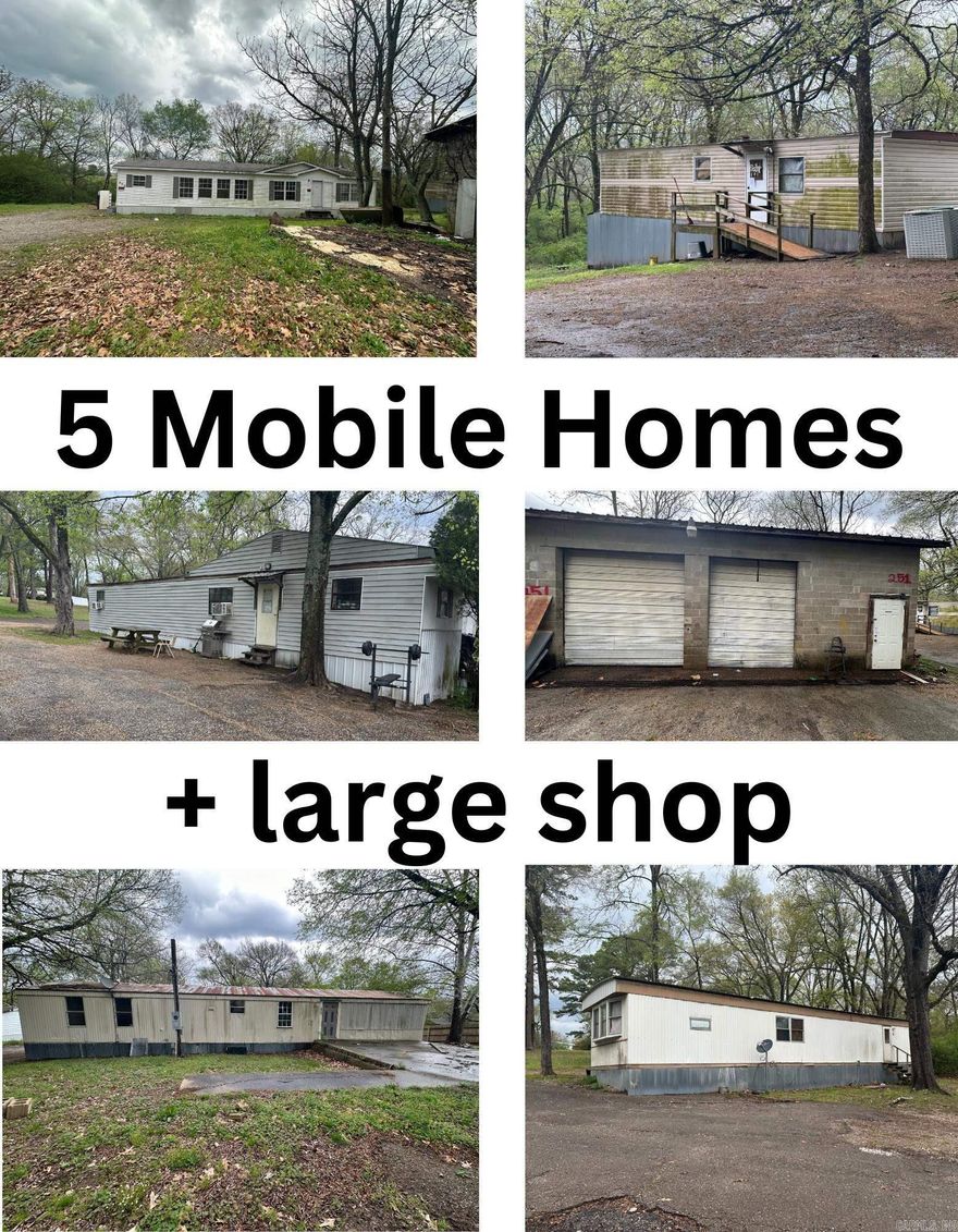 ATTENTION INVESTORS!!! Great Multi-Family property located in a nice area. Includes 5 Mobile Homes and a large shop. The shop does have electricity. Sold AS-IS. No seller disclosures will be available. Great investment property. This property has been used as rentals.