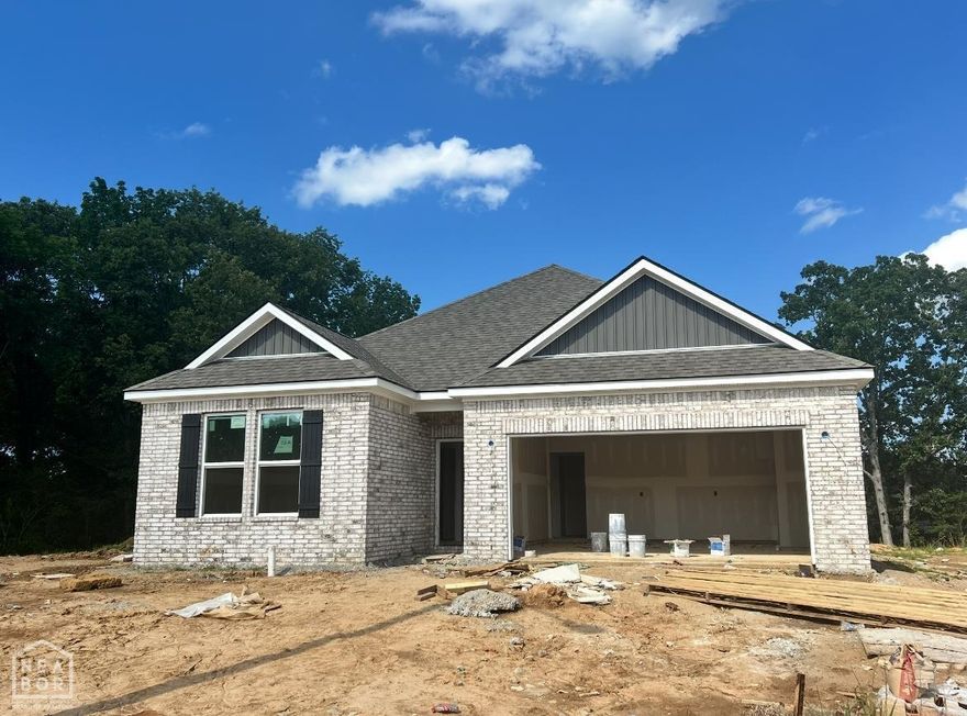 Under construction. This floor plan comes with 9' ceilings and a kitchen with a large island and all stainless-steel appliances. The Private Suite bath has a dual sink vanity, large shower with seat and a large walk-in closet which connects to the laundry room. Pictures, photographs, colors, features, and sizes are for illustration purposes only and will vary from the homes as built. Like all Jonesboro D.R. Horton homes, the Cameron includes a Home is Connected smart home technology package which allows you to control your home with your smart device while near or away.