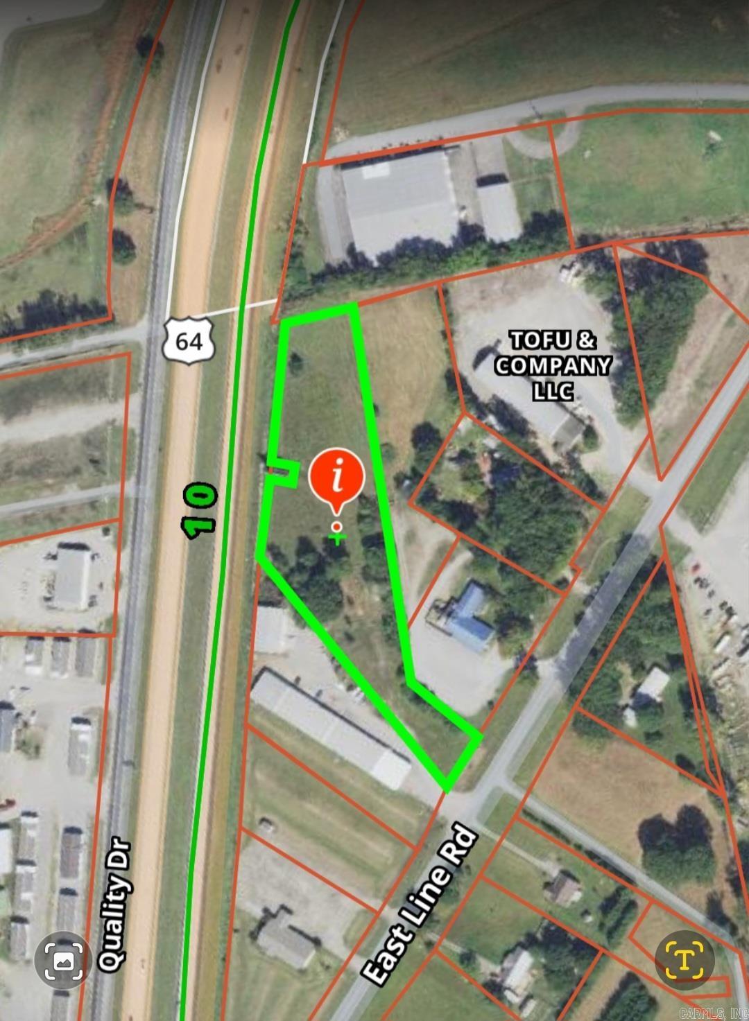 COMMERCIAL LOT - 2.75 ACRES - HIGH INTERSTATE VISIBILITY! The entrance to the property is immediately after Huckleberry's Catfish Buffet on the right. The property runs along the interstate beside Drug Emporium and behind Huckleberry's Catfish Buffet. There are also materials on site for a 50 x 80 shop that can be purchased separately from the seller.