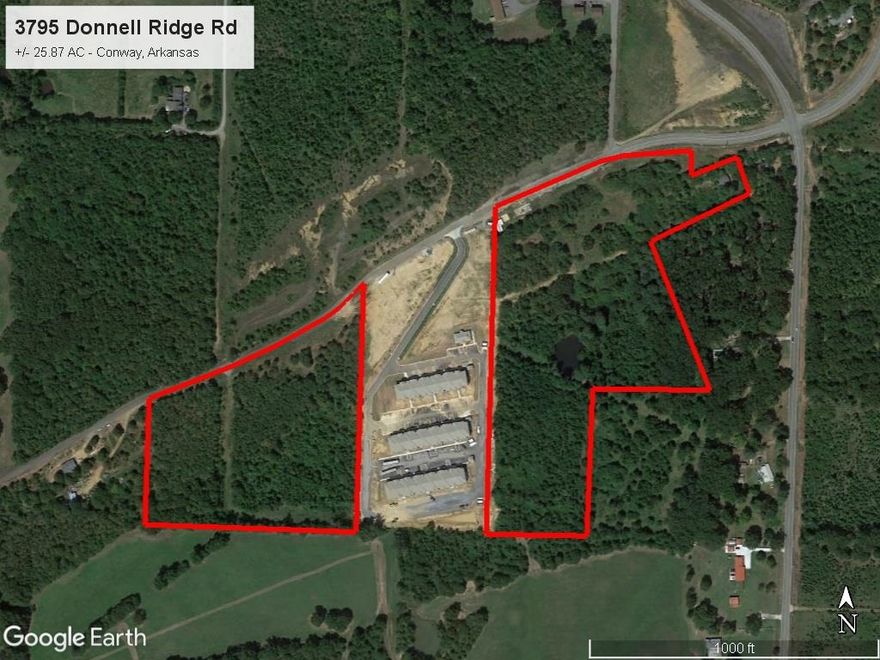 Great property with lots of potential! This +/- 25.87 acre tract is zoned MF-2 and is in a prime location adjacent to the future Conway Western Loop. Property has easy access to Dave Ward Drive, area shopping and up to 1,300 feet of frontage along Donnell Ridge Road. Owner will subdivide. All city utilities available.