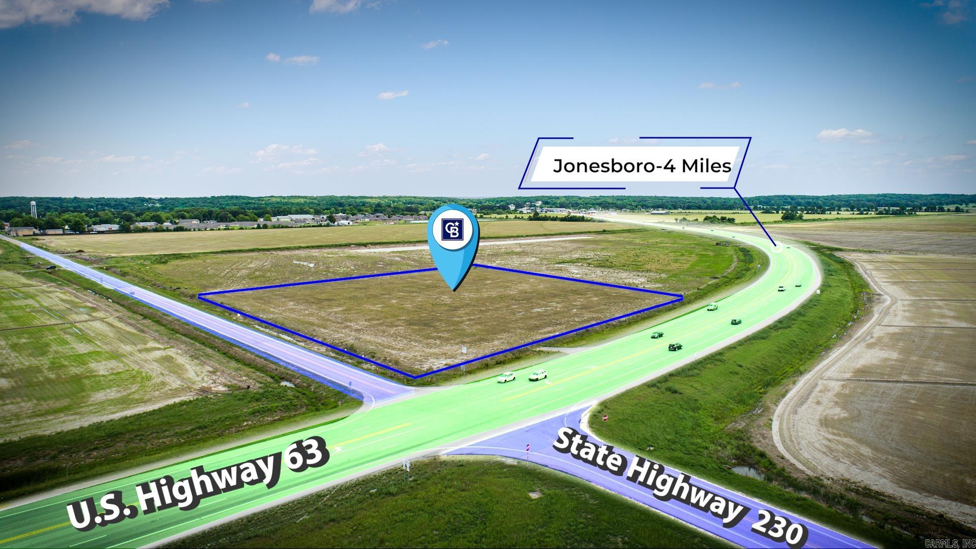 This 4.63-acre commercial property is ideally located at the intersection of Highway 63 and Highway 230 W in Bono, Arkansas. The City of Bono was recently awarded over $7 million in grant funding, a portion of which is allocated for water and sewer infrastructure significantly enhancing the area's development potential. Bono has a growing population of over 2,600 residents and is part of the Westside School District. The intersection sees an average traffic count of approximately 15,000 vehicles per day. This parcel is part of a larger 35-acre tract and additional acreage is available.
