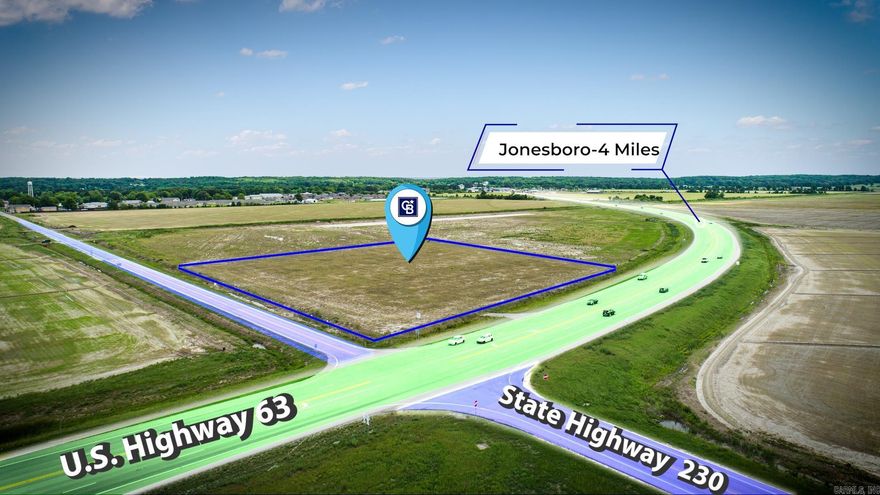 This 4.63-acre commercial property is ideally located at the intersection of Highway 63 and Highway 230 W in Bono, Arkansas. The City of Bono was recently awarded over $7 million in grant funding, a portion of which is allocated for water and sewer infrastructure significantly enhancing the area's development potential. Bono has a growing population of over 2,600 residents and is part of the Westside School District. The intersection sees an average traffic count of approximately 15,000 vehicles per day. This parcel is part of a larger 35-acre tract and additional acreage is available.