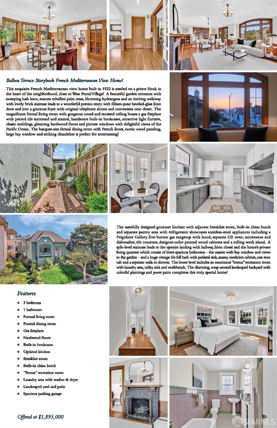 San Francisco, California 94127, United States, 3 Bedrooms Bedrooms, ,1 BathroomBathrooms,Residential,Pending,106369