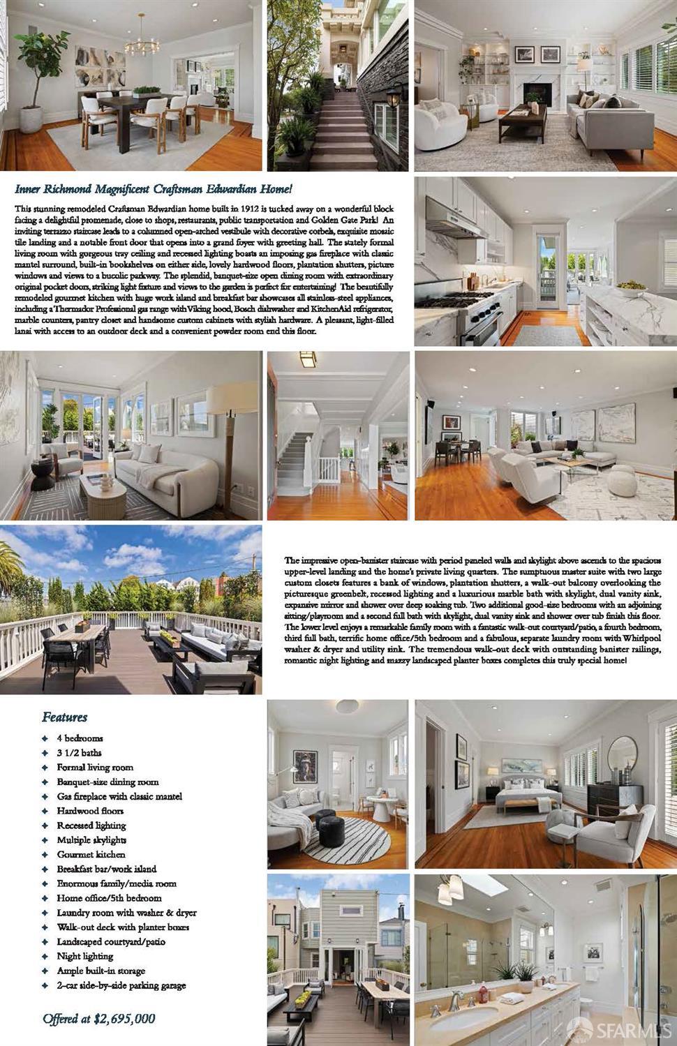 San Francisco, California 94118, United States, 4 Bedrooms Bedrooms, ,4 BathroomsBathrooms,Residential,Pending,180457