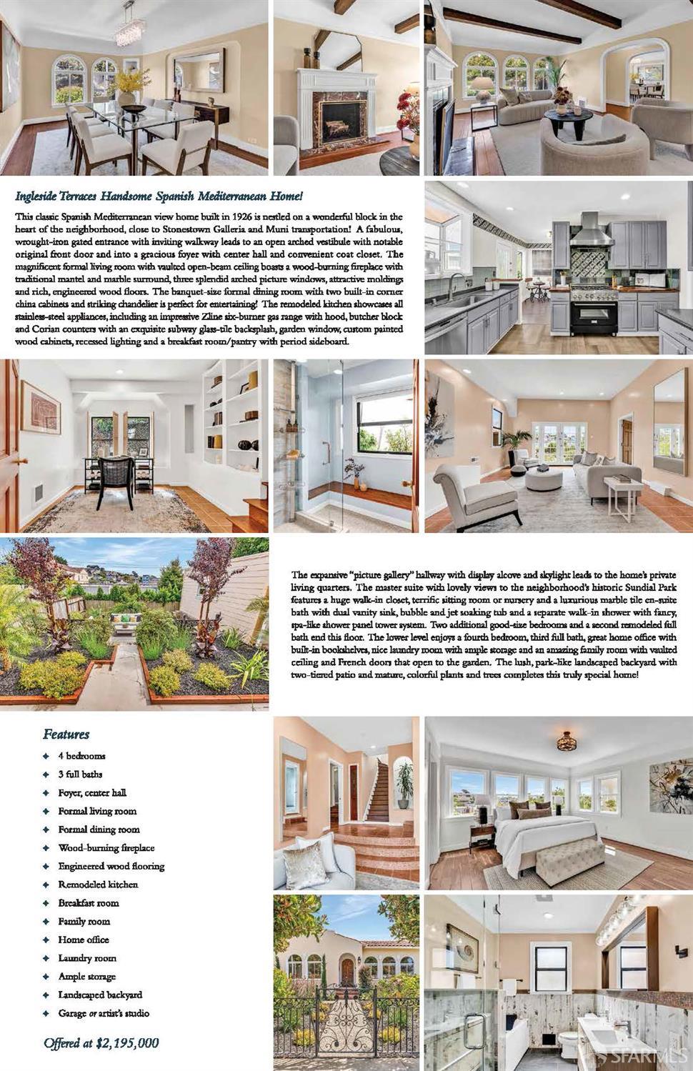 San Francisco, California 94127, United States, 4 Bedrooms Bedrooms, ,3 BathroomsBathrooms,Residential,Pending,135595