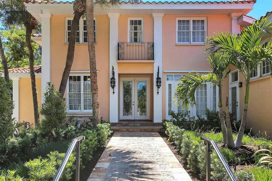 MOTIVATED SELLER-Make an Offer!  Rare and Valuable deeded Beach access just steps away! A spectacular estate home on a large corner lot has 6/7 bedrooms and 5 baths.  It is the perfect home right in the heart of Siesta Key for large families and guests to enjoy the best the area has to offer.  This expansive home is beautiful, light, and spacious with a pool.  It has deeded access to the private gated Cocoanut Bayou Beach on the Gulf of Mexico.  The home has easy on and off access to the Sarasota mainland. It has beautiful Venetian architecture with Palazzo style, terra cotta floors throughout, barrel tile roof, and gated circular driveway in a lovely residential neighborhood.  
There are unique and custom touches throughout the home.  The carved fireplace in the Great room lends an artistic touch to the shape and size of the room framed by curved columned walls into the adjoining bonus room. There is another fireplace in the backyard patio amongst statuesque columns lending to the intimate nature of the property.  
This wonderful home is perfect for entertaining with a large kitchen and three sets of doors leading directly out to the outdoor patio and pool area.  Some furniture and many vintage pieces are available for purchase. If you see something you like, feel free to ask about it.